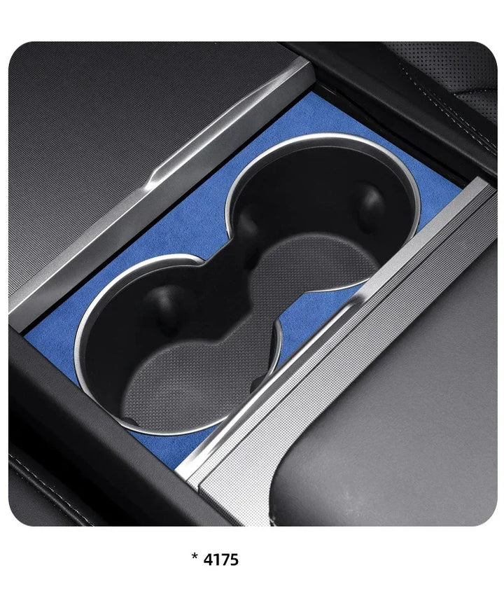 Alcantara Suede Center Control Drinks Cup Patch Sticker for Tesla Model 3+ is available at Ludicrous EV.