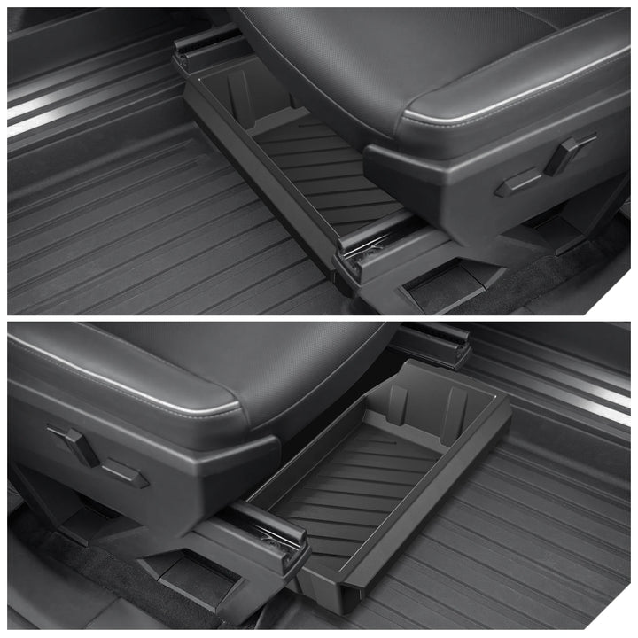 Under Seat Storage Box & Drawer Organizer For Tesla Cybertruck 2024 is available at Ludicrous EV.
