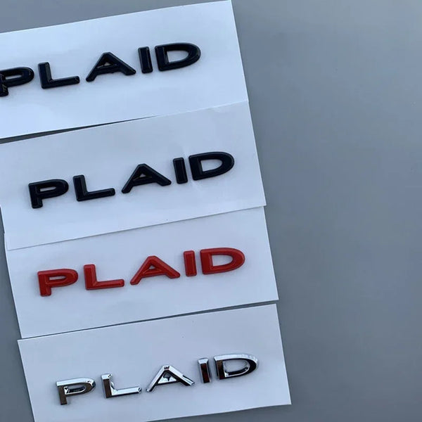 ABS Zinc Alloy Plaid Logo Sticker for Tesla Model 3/Model S/Model X/Model Y is available at Ludicrous EV.
