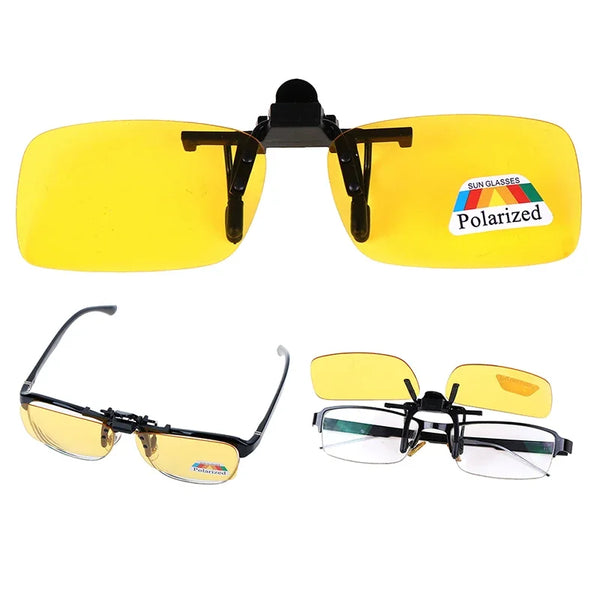 Driver Sunglasses Clip-on Polarized Day & Night Vision Flip-up Driving Glasses