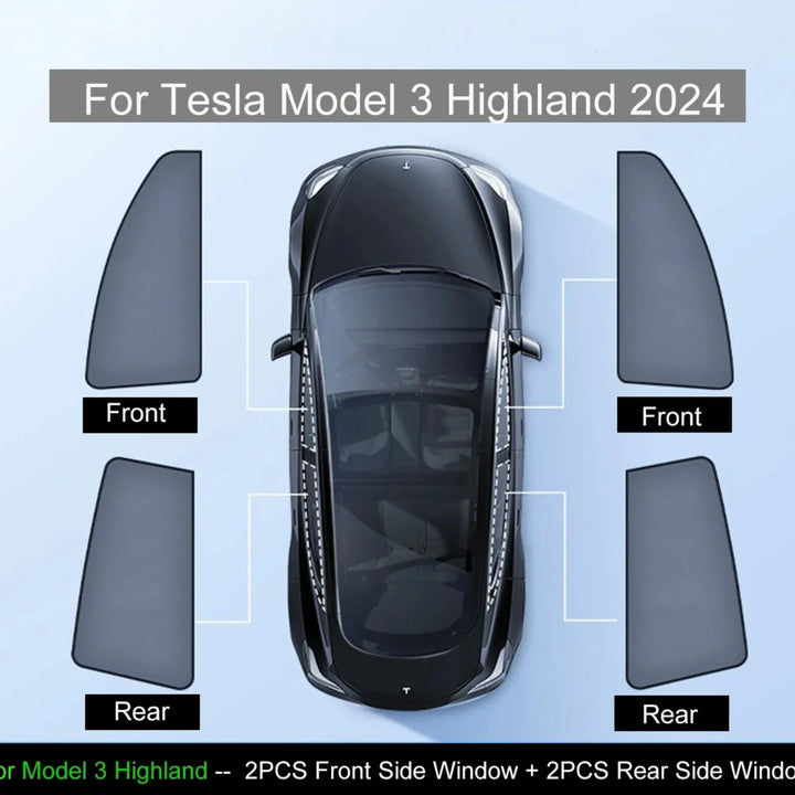 Magnetic Track Side Window Sunshades with Dual-Layer Insulation For Tesla Model Y is available at Ludicrous EV.