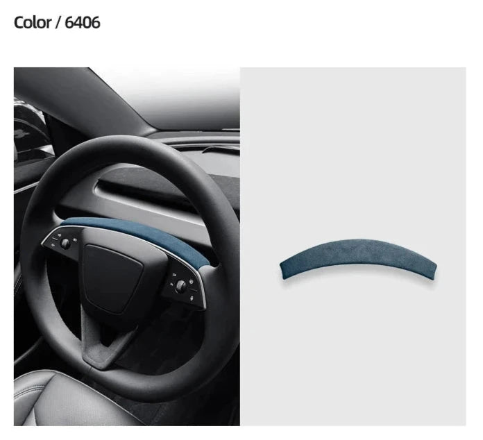 Alcantara Steering Wheel Top Panel for Tesla Model 3 Highland (2024+) is available at Ludicrous EV.