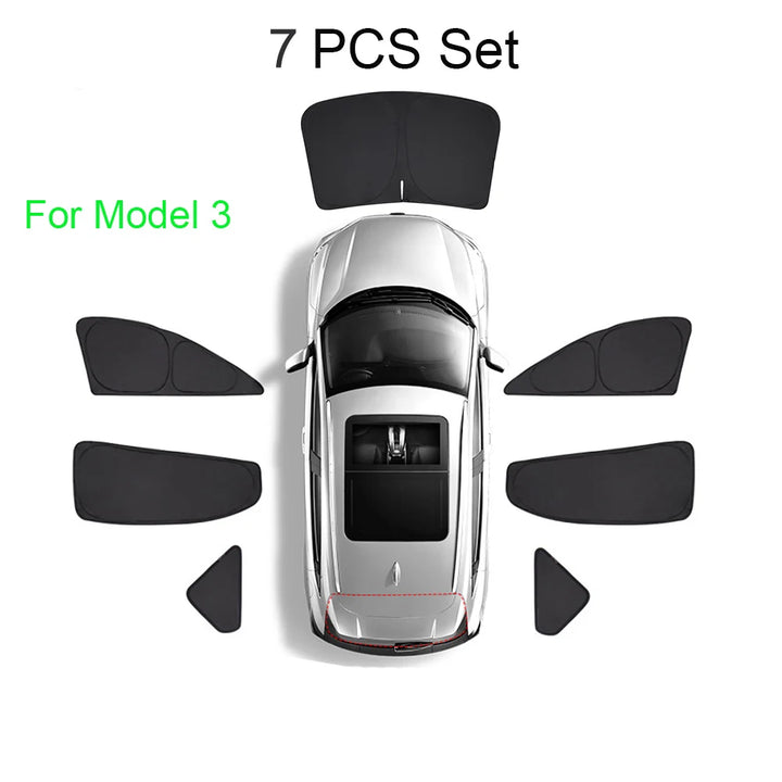 Privacy Sun Shade for Tesla Model 3 Y Custom-Fit Car Side Window Sunshade Blind Shading for Camping Hiking Rest Accessories is available at Ludicrous EV.