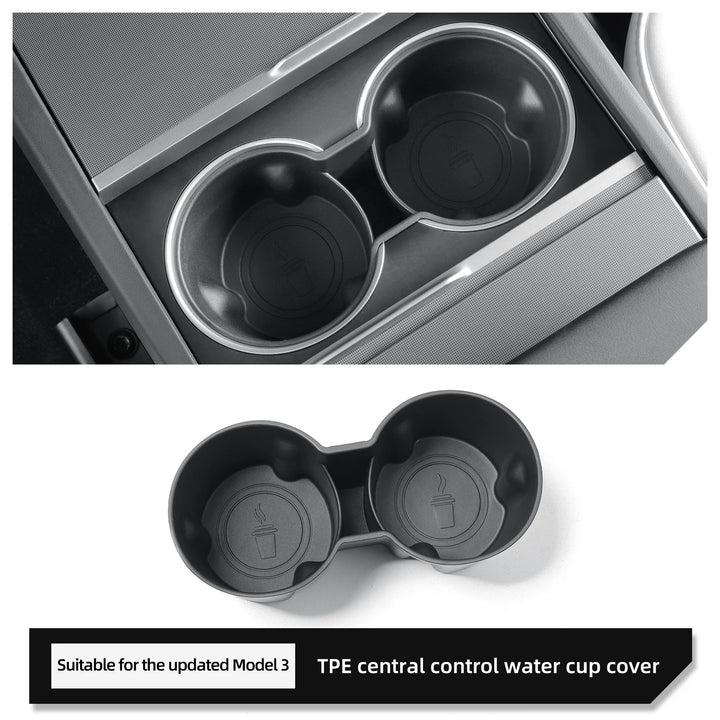 Water Cup Holder Central Control Drinks Holder TPE Storage Tray for Tesla Model 3 Highland is available at Ludicrous EV.