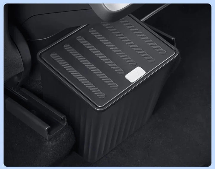 Rear Seat Trash Can & Front Door Push Button Organizer For Tesla Model Y is available at Ludicrous EV.
