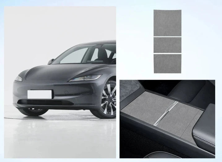 Suede Central Control/Door Switch Stickers for Tesla Model 3+ Highland is available at Ludicrous EV.