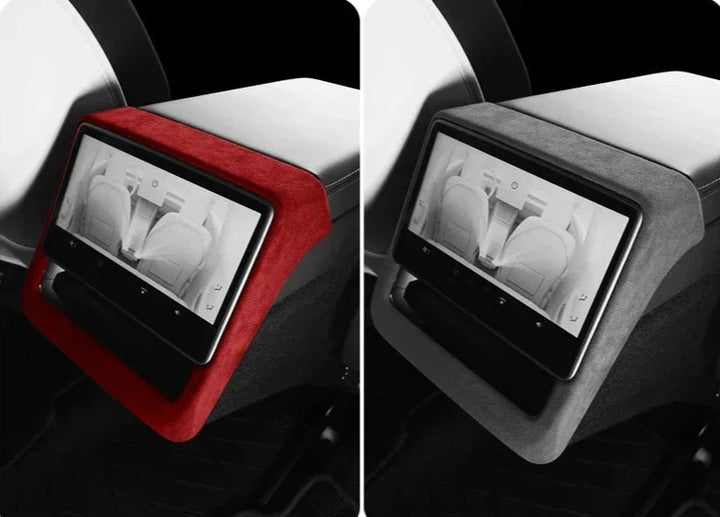 Suede Rear Row Screen Frame Cover for Tesla Model 3 2024, Alcantara at Ludicrous EV.