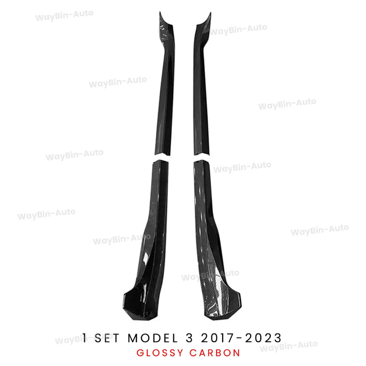 Glossy Carbon Black Side Skirt Body Kit - Aero Side Lip for Tesla Model 3/Model Y 2017-2024 is available at Ludicrous EV.