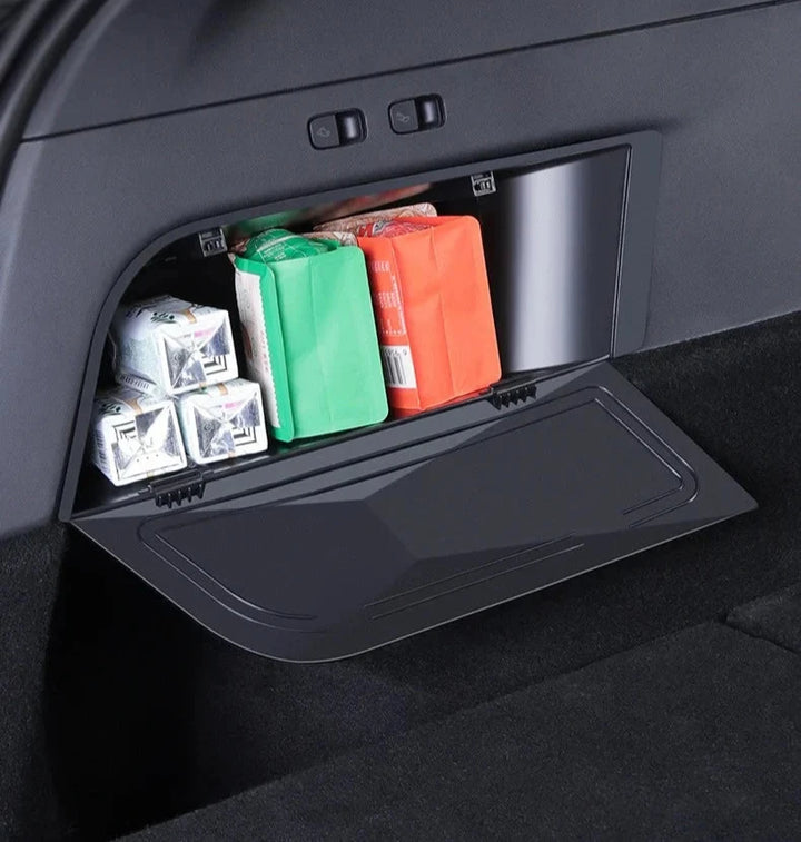 Side Storage Box Trunk Organizer with Garbage Bins for Tesla Model Y (2021-2024) is available at Ludicrous EV.
