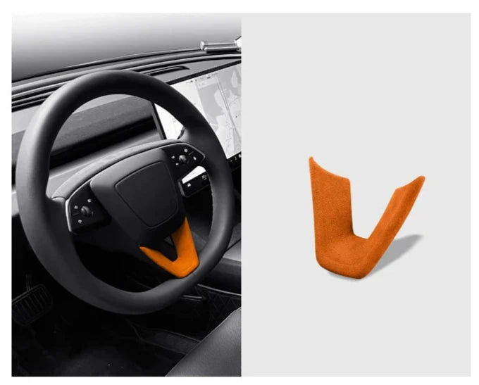 U-Shaped Suede Steering Wheel Trim Cover for 2024 Tesla Model 3 Highland is available at Ludicrous EV.
