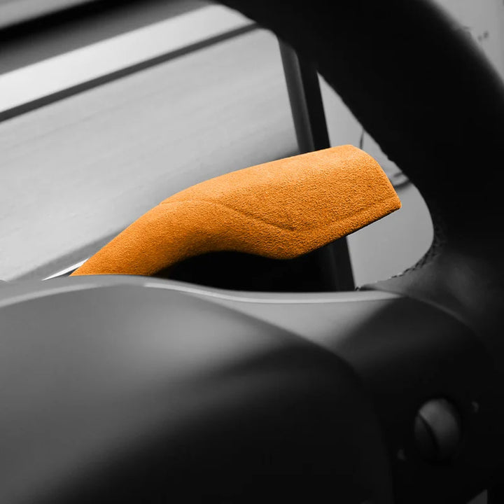 Turn Signal/Gear Selector Lever Paddle Covers For Tesla Model Y, Alcantara at Ludicrous EV.
