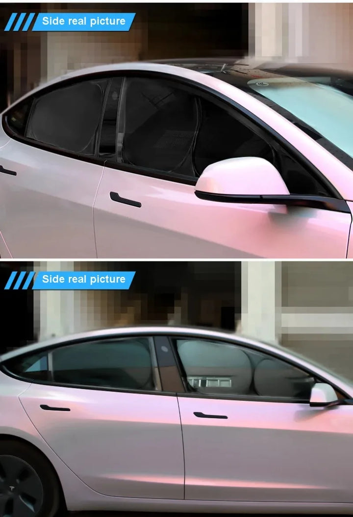 Car Sunshade Privacy Curtain for Side Windows and Windshield Heat Insulation for Tesla Model 3 Highland 2024 is available at Ludicrous EV.
