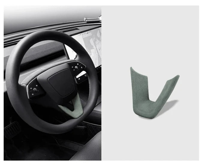 U-Shaped Suede Steering Wheel Trim Cover for 2024 Tesla Model 3 Highland is available at Ludicrous EV.
