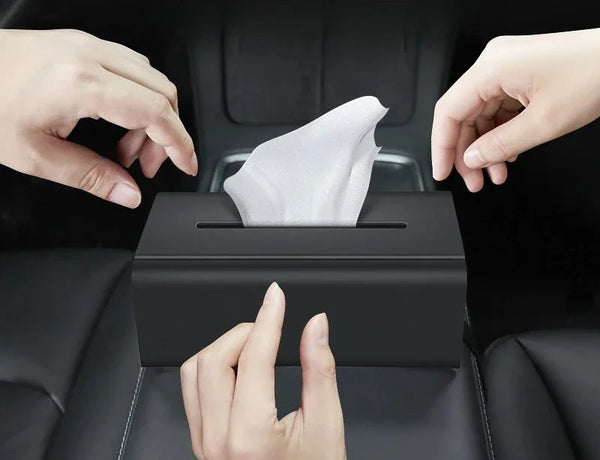 Tissue Storage Box for Seat Back Armrest & Screen for Tesla Model 3/Model Y 2023 is available at Ludicrous EV.
