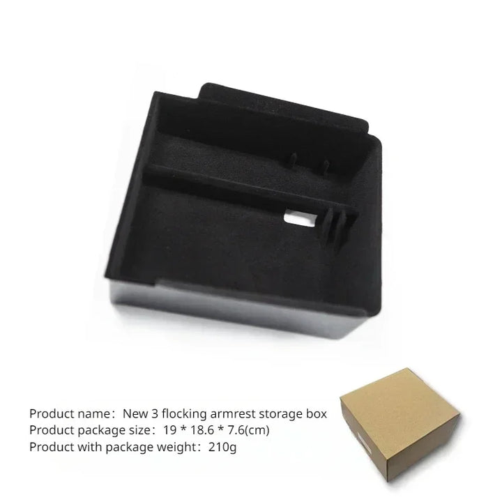 Central Control Storage Box for Armrest – Hidden Flocking Storage for Tesla Model 3+ 2024 is available at Ludicrous EV.
