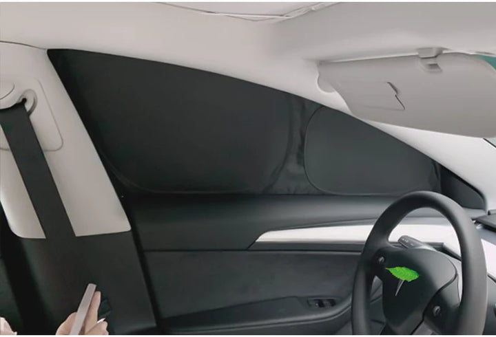 Car Sun Shade Windshield and Side Window Privacy Cover, Sunshade Protector for Tesla Model 3/Model Y 2017-2024 at Ludicrous EV.
