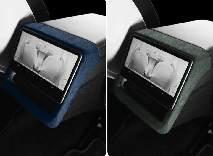 Suede Rear Row Screen Frame Cover for Tesla Model 3 2024, Alcantara at Ludicrous EV.