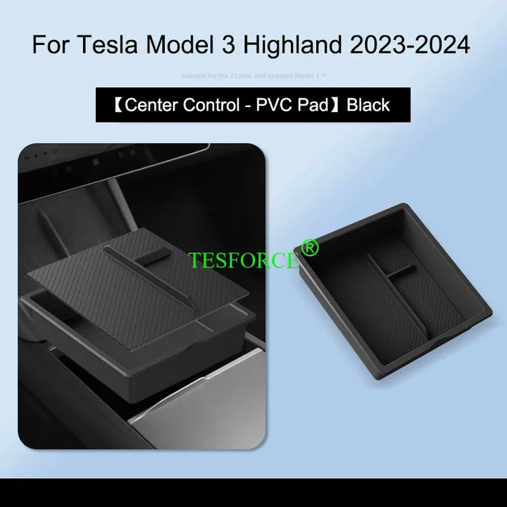 Center Armrest Box Cover Heightening Pad Leather Protector for Tesla Model 3 Highland 2023-2024 is available at Ludicrous EV.
