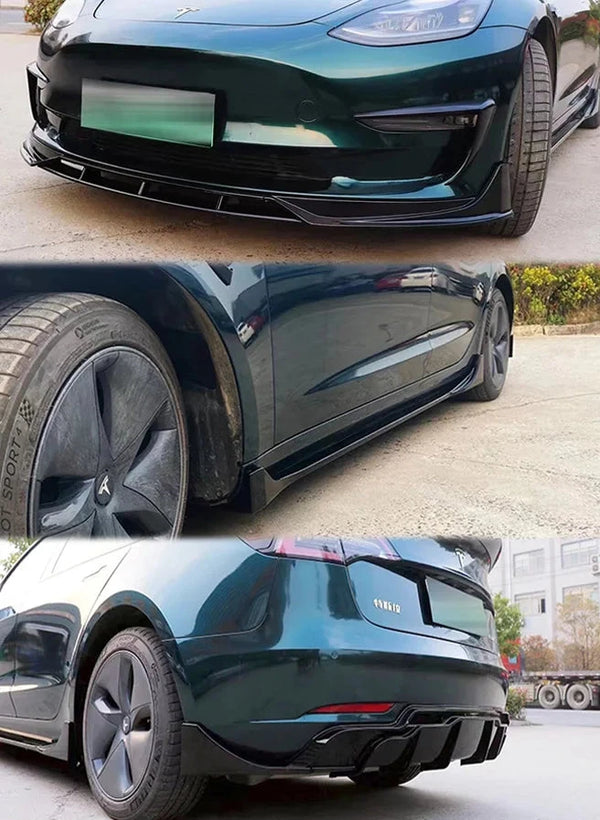 Glossy Black Body Kit for Tesla Model 3/Model Y (2017-2023) is available at Ludicrous EV.