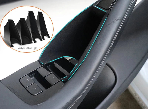 Door Handle Storage Box for Tesla Model 3 Y Front Back Door Handle Armrest Tray Organizer Flocked Box Car Accessories for Modely