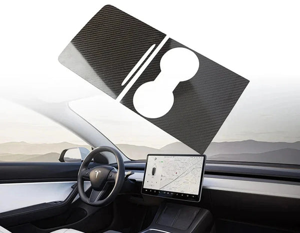 Real Carbon Fiber Center Console Cover for Tesla Model Y/3 2021-2023