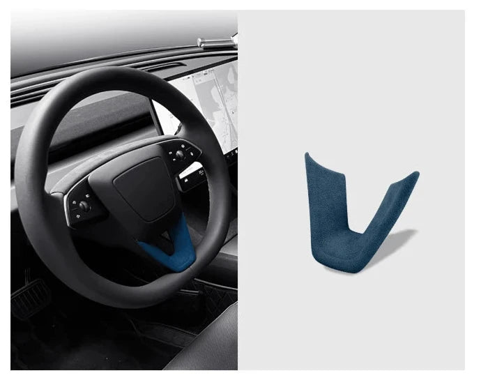 U-Shaped Suede Steering Wheel Trim Cover for 2024 Tesla Model 3 Highland is available at Ludicrous EV.
