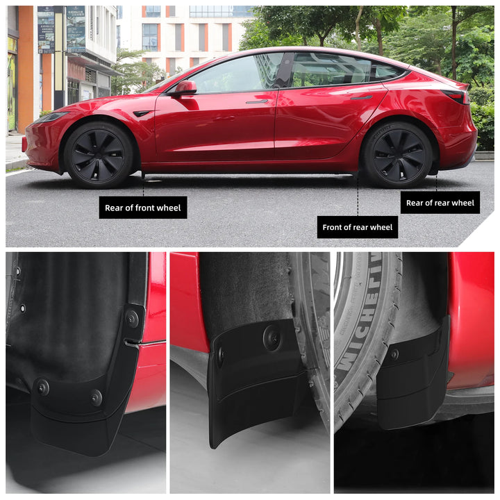 Invisible Mud Flaps & Wheel Fenders 6pcs/Set For Tesla Model 3 Highland 2024 at Ludicrous EV.