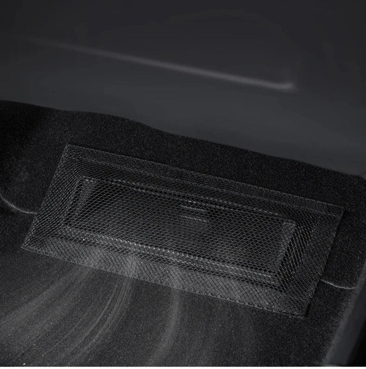 Tesla Model 3/Y (2017-2024) Under-Seat Air Outlet Dust Cover – Anti-Blocking Protective Mesh which is available at Ludicrous EV.