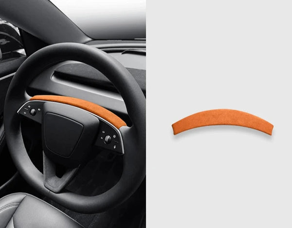 Suede Steering Wheel Trim Panel for Tesla Model 3+ Alcantara  is available at Ludicrous EV.