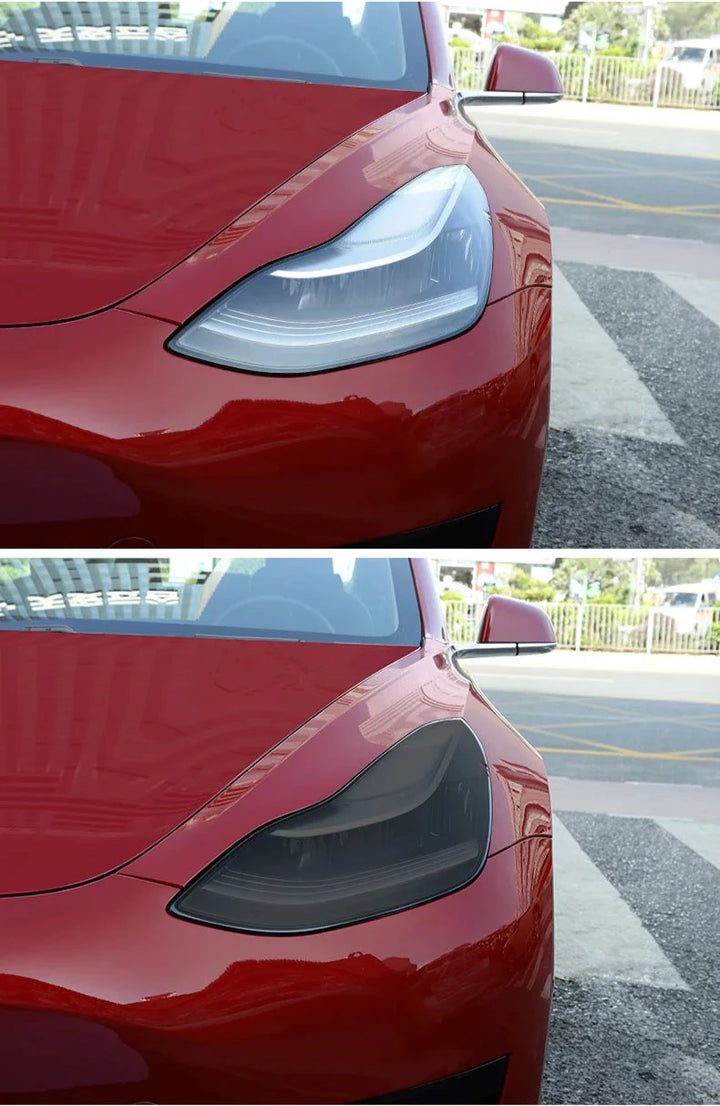 TPU Smoke Black Headlight Protector Film for Tesla Model 3/Y 2017-2022 is available at Ludicrous EV.