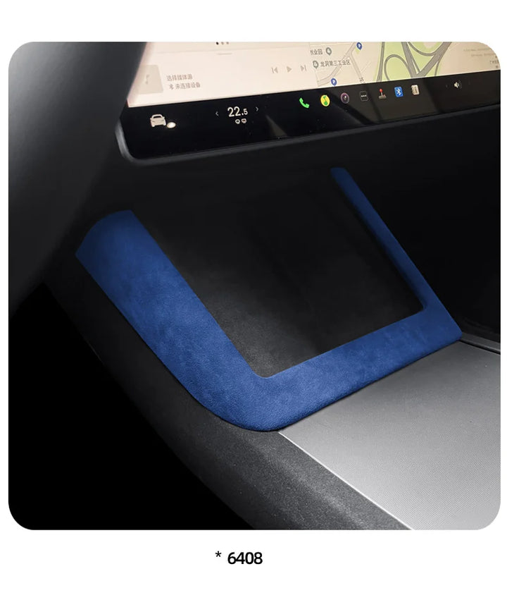 Rear Lower Console Panel Frame Cover for Tesla Model 3 Highland (2024+) Alcantara  at Ludicrous EV.
