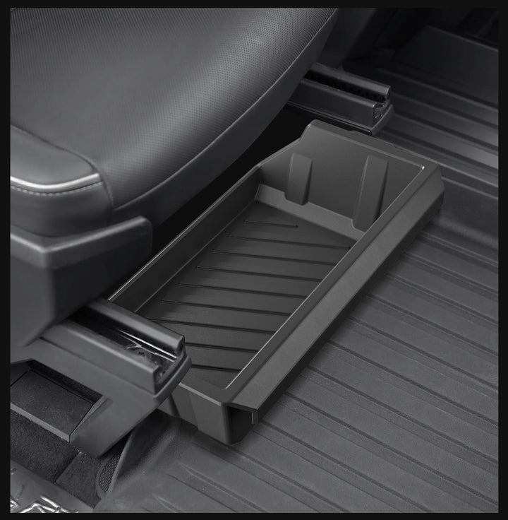 Under Seat Storage Box & Drawer Organizer For Tesla Cybertruck 2024 is available at Ludicrous EV.
