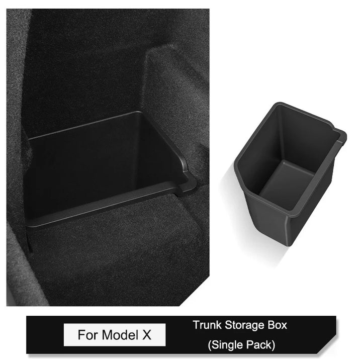 Rear Trunk Side Storage Organizer Box for Tesla Model X is available at Ludicrous EV.
