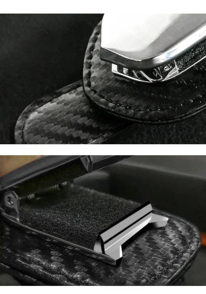 Sunglasses Holder & Key Card Clip for Sun Visor, Anti-Fur Carbon for Tesla Model 3/Model Y/Model S/Model X (2023) is available at Ludicrous EV.