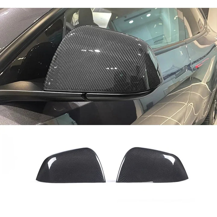 Real Carbon Fiber Rearview Mirror Cover for Tesla Model 3/Y 2017-2023 is available at Ludicrous EV.