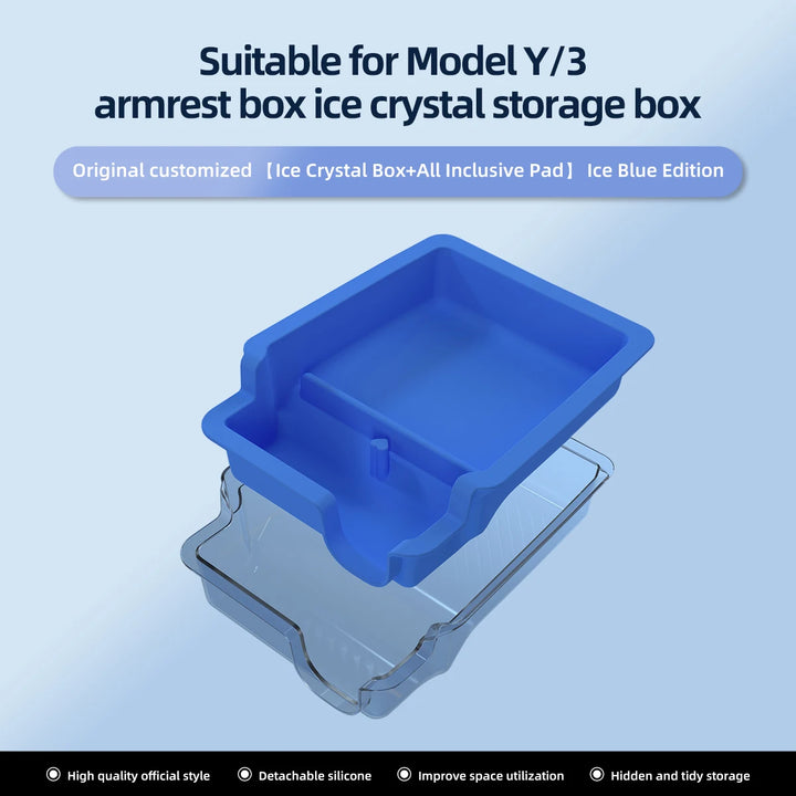 Central Control Armrest Organizer Ice Crystal Style Storage Box for Tesla Model 3/Model Y 2023 is available at Ludicrous EV.