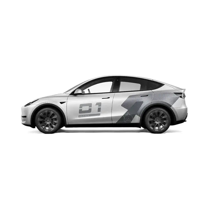 Custom Printable Vinyl Wrap for Tesla Model Y - Silver White for Tesla is available at Ludicrous EV.
