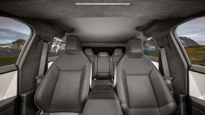 Cybertruck interior showcasing sunshade installation