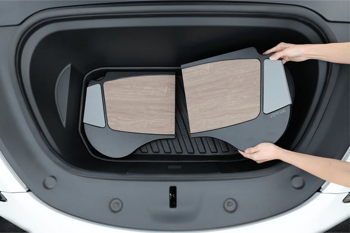 Foldable Car Tray Bundle is available at Ludicrous EV.
